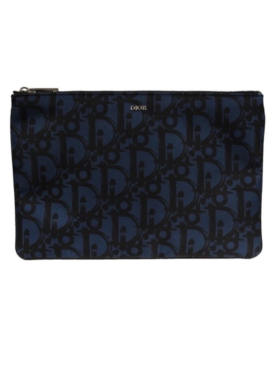 Dior Handbags - Dior Oblique Logo Pouch Blue /Black